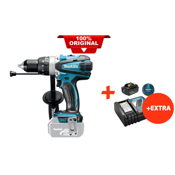 

Аккумуляторный ударный шуруповерт Makita DHP458Z+акк.18V 5 Ah+быстрозарядное ЗУ+набор бит (DHP458RTX)