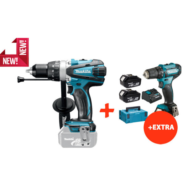 

Аккумуляторный ударный шуруповерт Makita DHP458Z+аккумуляторный шуруповерт Makita DF333DNX10 (DHP458REX10)