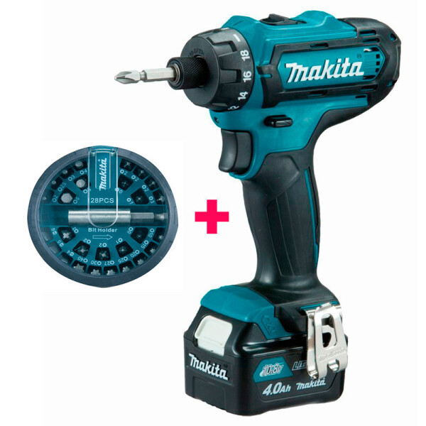 

Аккумуляторный шуруповерт Makita DF031DSME + 2 акб 10.8 V 2 Ah + з/у + кейс + набор бит (DF031DSMEX)