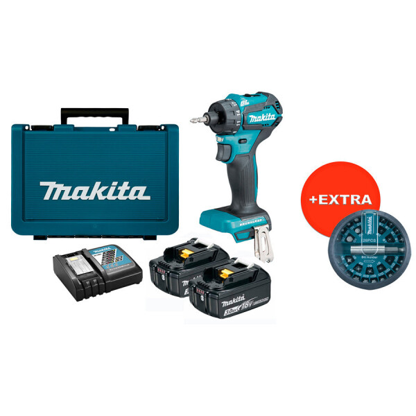 

Аккумуляторный шуруповерт Makita DDF083RFEX + 2 акб 18 V 3 Ah + з/у + кейс + набор бит 28 шт (B-28911)