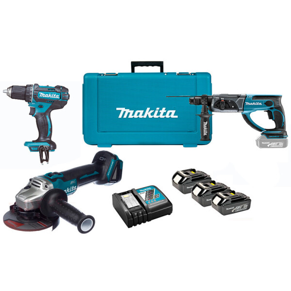 

Набор аккумуляторного инструмента Makita DLXMUA504A + 3 акб 18 V 3 Ah + з/у DC18RC + кейс