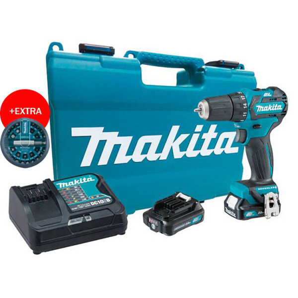 

Аккумуляторная бесщеточная дрель-шуруповерт MAKITA DF332DSAE+набор бит+ 2 акб.10.8V 2Ah+быстрое ЗУ+кейс
