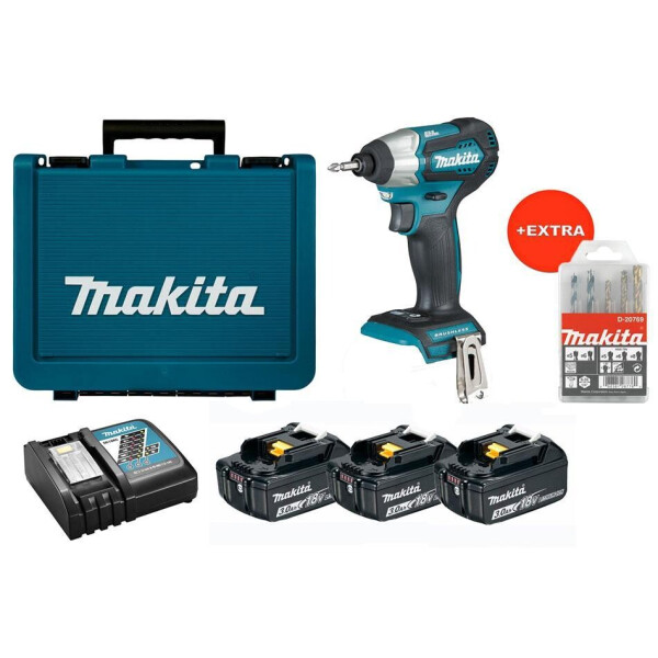 

Аккумуляторный ударный шуруповерт Makita DTD155RFE3X + 3 акб 18 V 3 Ah + з/у + кейс + набор сверл (D-20769)