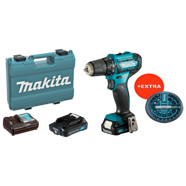 

Аккумуляторный шуруповерт Makita DF333DWAE + 2 акб 12 V 2 Ah + з/у + кейс + набор бит (DF333DWAEX)