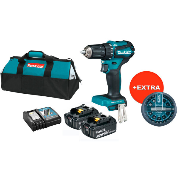 

Аккумуляторная дрель-шуруповерт Makita DDF483RFBX + 2 акб 18 V 3 Ah + з/у + сумка + набор бит 28 шт (B-28911)