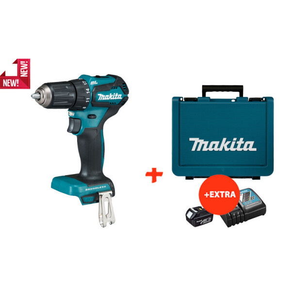 

Аккумуляторная дрель-шуруповерт Makita DDF483Z+быстрозарядное ЗУ+1аккумулятор 18 В, 3.0 Ач+кейс (DDF483RFK)