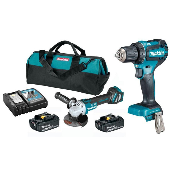 

Аккумуляторная дрель-шуруповерт Makita DDF485 + болгарка DGA513 + 2 акб 18 V 3 Ah + з/у + сумка