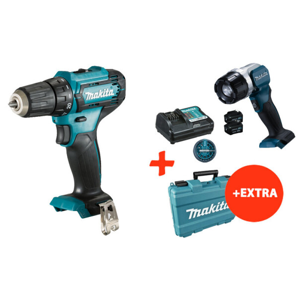 

Аккумуляторный шуруповерт Makita DF333DZ+ 2 акк 12V 4Ah + ЗУ + фонарь + набор бит + кейс (DF333DWML1X)