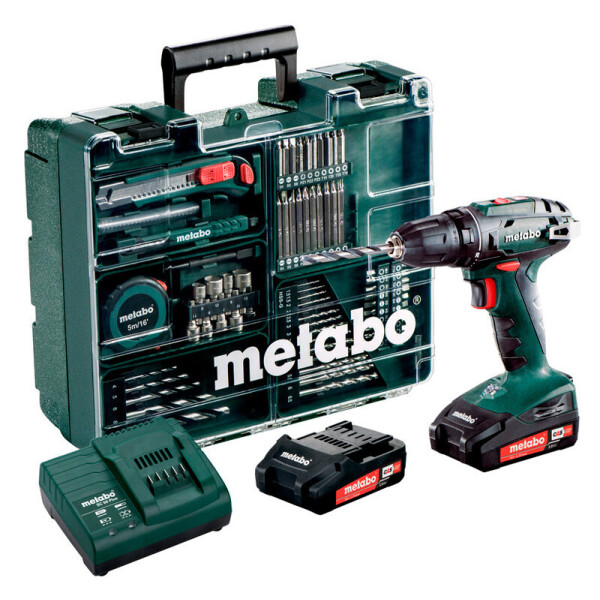 

Аккумуляторный шуруповерт Metabo BS 18 Mobile Workshop + 2 акб 18 V 2 Ah + з/у + кейс + оснастка (602207880)