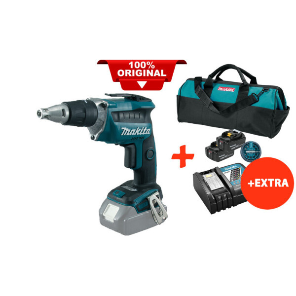 

Аккумуляторный шуруповерт Makita DFS452Z+2 акк.18V 5 Ah+быстрозарядное ЗУ+набор бит+сумка (DFS452RT2BX)