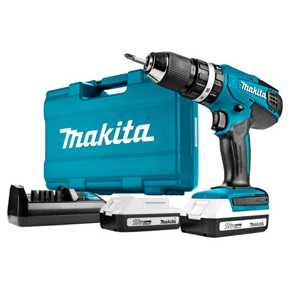 

Аккумуляторный ударный шуруповерт Makita HP457DWE + 2 акб 18 V 1.5 Ah + з/у DC18WA + кейс