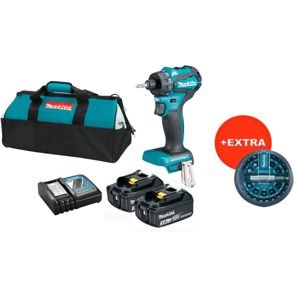 

Аккумуляторный шуруповерт Makita DDF083RFBX + 2 акб 18 V 3 Ah + з/у + сумка + набор бит 28 шт (B-28911)