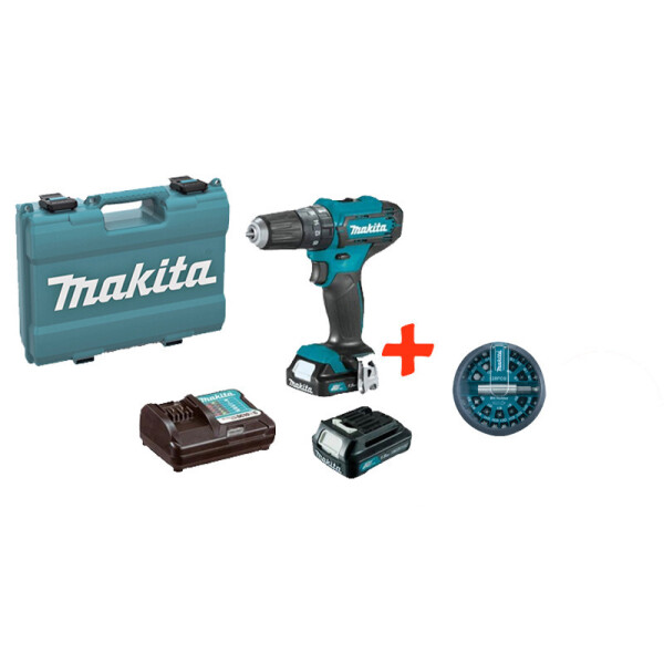 

Аккумуляторная ударная дрель-шуруповерт Makita HP333DWYE + 2 акб 12 V 1.5 Ah + з/у + кейс + набор бит