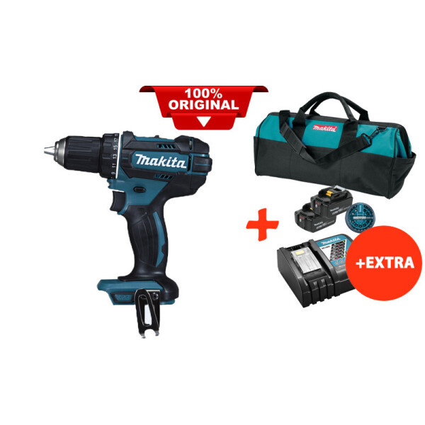 

Аккумуляторная дрель-шуруповерт Makita DDF482Z+2акк.18V 5 Ah+быстрозарядное ЗУ+набор бит+сумка (DDF482RT2BX)