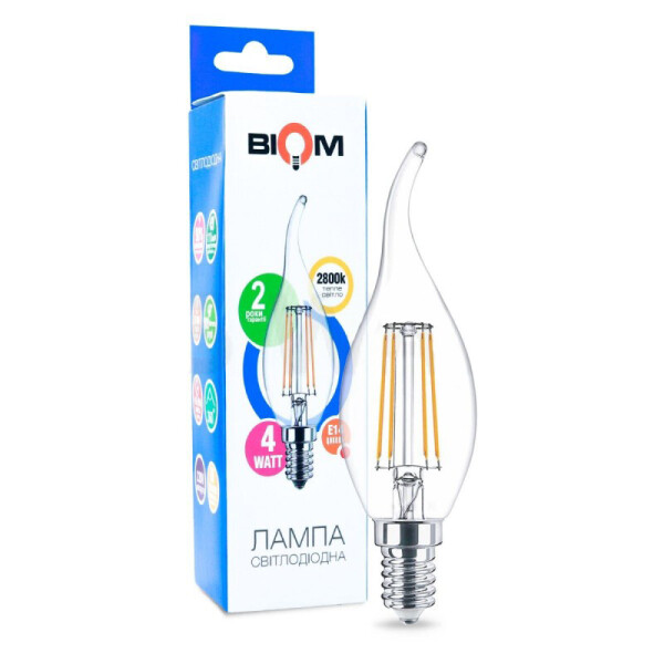 

Филаментная лампа BIOM FL-315 4W E14 2800K C35 LT (Свічка на вітрі)