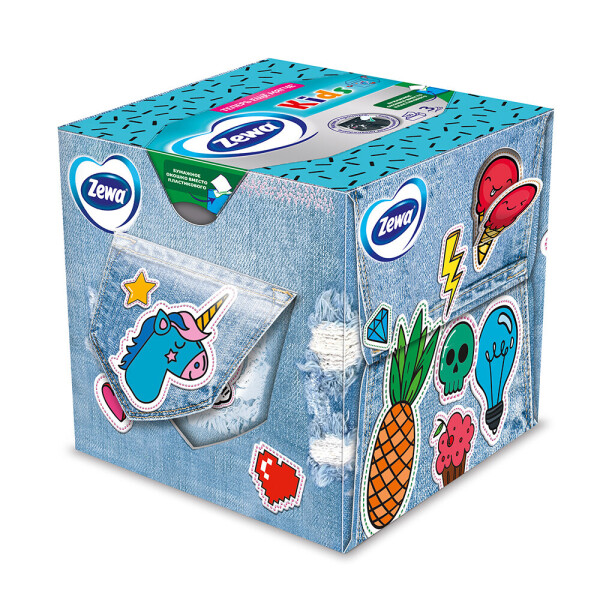 

Салфетки косметические Zewa Kids 3D Box, 3 слоя, 60 листов