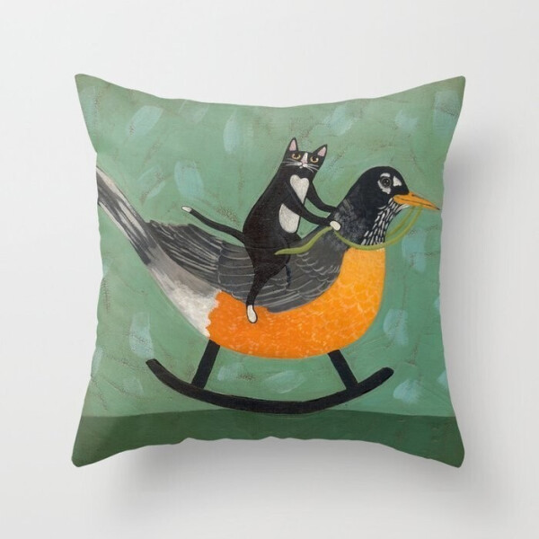 

Подушка декоративная для дивана Риша Мясов с рисунком Cat on a Rocking Robin 40х40 см (pod00098)