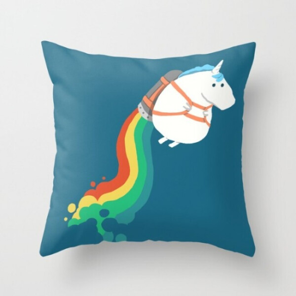 

Подушка декоративная с рисунком Fat Unicorn on Rainbow Jetpack 45х45 см (pod00017)
