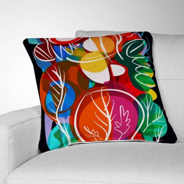 

Подушка декоративная с рисунком Abstract Flowers Pattern Red Green and Black 45х45 см (pod00073)