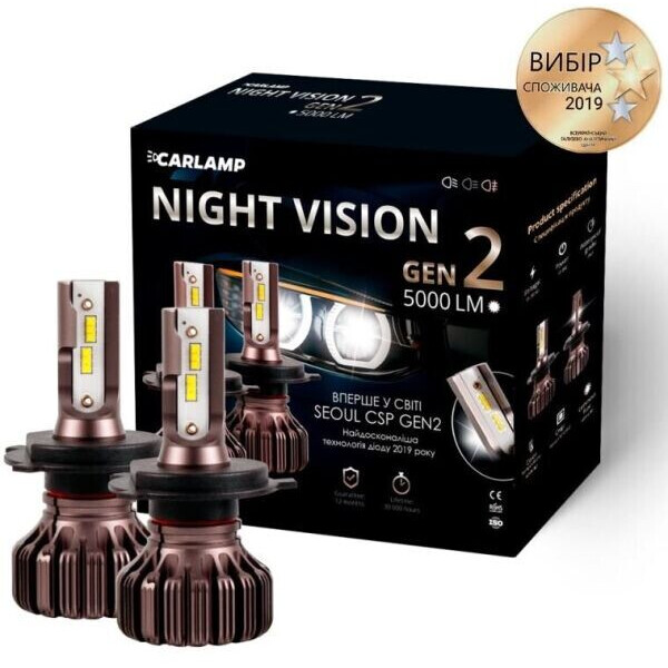 

Светодиодные автолампы Carlamp Night Vision Gen2 H4 5500K 5000 Lm