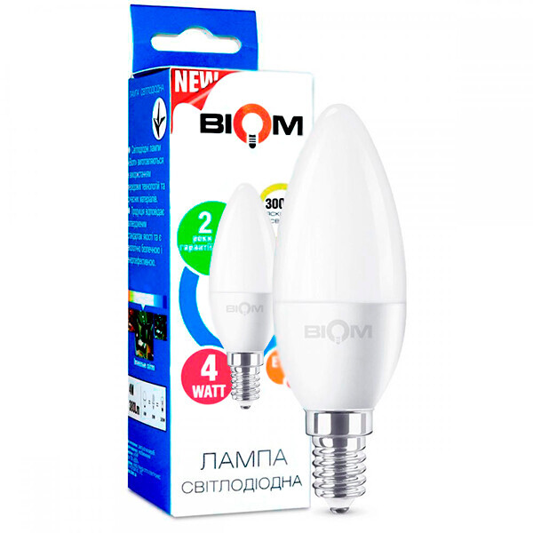 

Світлодіодна лампа BIOM BT-549 C37 4W E14 3000K (Свічка)
