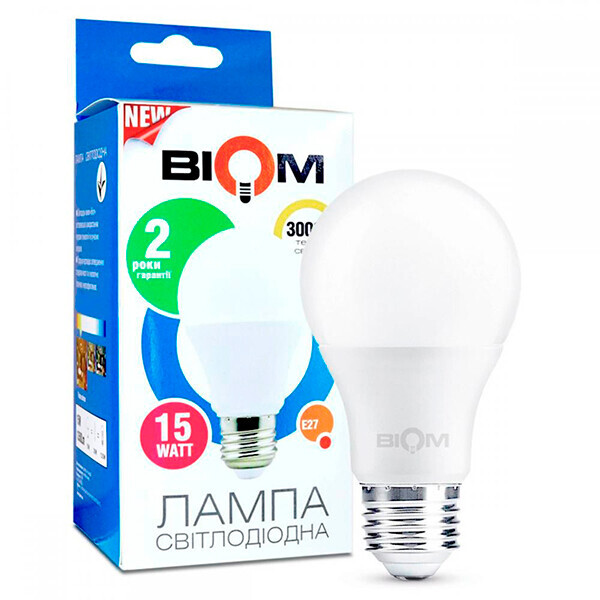 

Світлодіодна лампа BIOM BT-515 А65 15W E27 3000K (Груша)