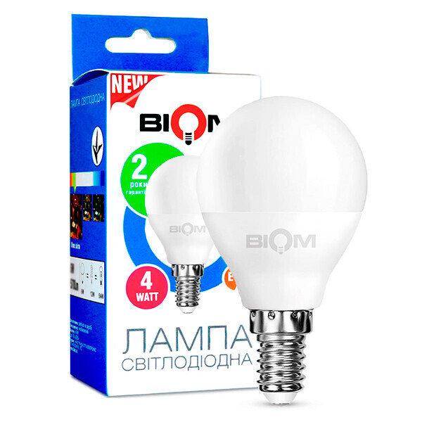 

Світлодіодна лампа BIOM BT-545 G45 4W E14 3000K (Куля)