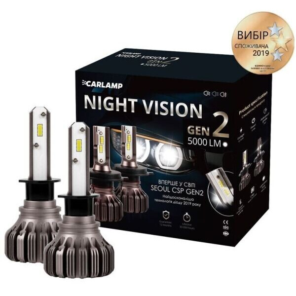 

Светодиодные автолампы Carlamp Night Vision Gen2 H1 5500K 5000 Lm