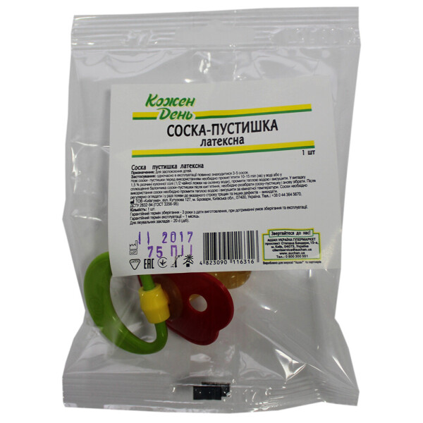 

Соска-пустышка Кожен День латексная, в ассортименте