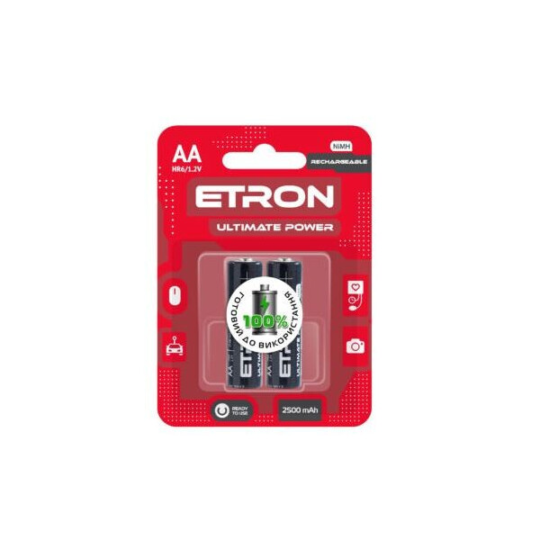 

Акумулятор ETRON Ultimate Power AA 2500mAh Ni-Mh Ready 2Use Blister 2 шт