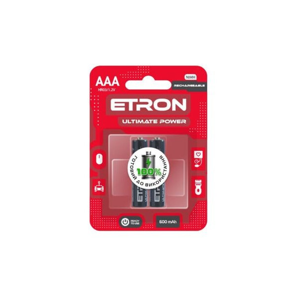 

Акумулятор ETRON Ultimate Power AAA 600mAh Ni-Mh Ready 2Use Blister 2 шт