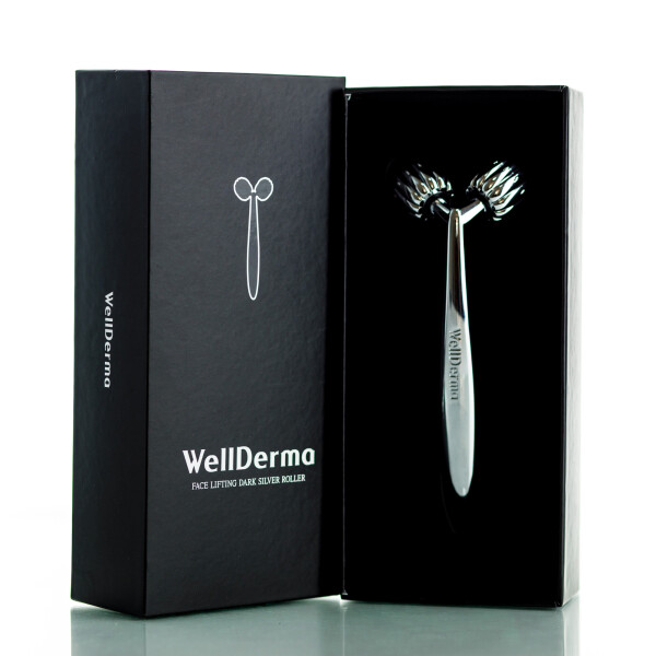 

Роликовый массажёр для лица с платиновым покрытием WellDerma Face Lifting Dark Silver Roller 1 шт