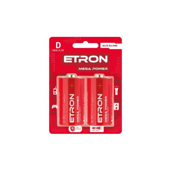 

Батарейка ETRON Mega Power D LR20 Blister Alkaline 2 шт