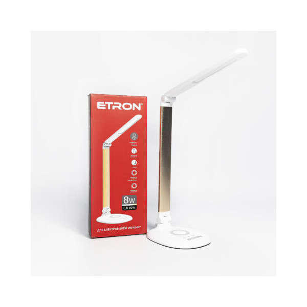 

Світлодіодна Лампа настільна ETRON Desk Lamp step 8W 3000-6000K White-gold