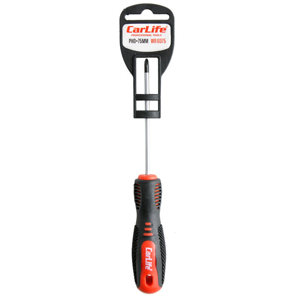 

Отвертка Carlife крестовая PH0x75mm, Cr-V 6150