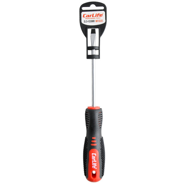 

Отвертка Carlife шлицевая SL5x100mm, Cr-V 6150