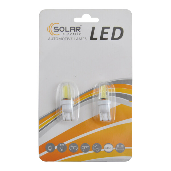 

LED автолампа Solar 12-24V T10 W2.1x9.5d COB 1,5W 70lm White, 2шт