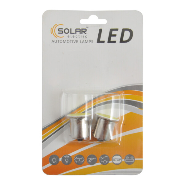 

LED автолампа Solar 12V G18.5 BA15s 1COB 96LM white, 2шт