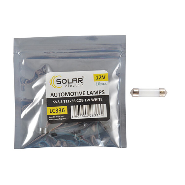 

LED автолампа Solar 12V SV8.5 T11x36 1COB 1W white 10шт