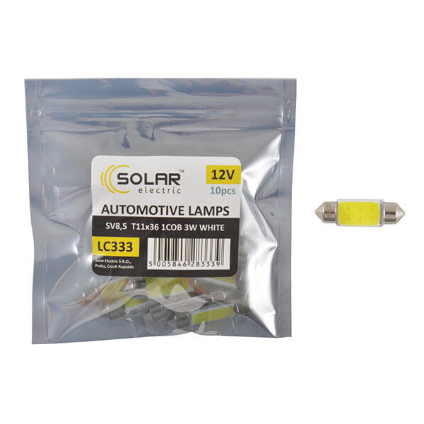 

LED автолампа Solar 12V SV8.5 T11x36 1COB-8SMD 56LM white 10шт