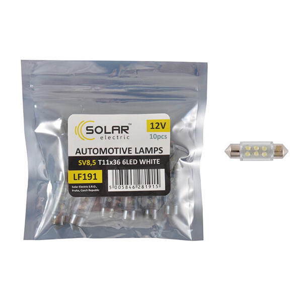 

LED автолампа Solar 12V SV8.5 T11x36 6leds white 10шт