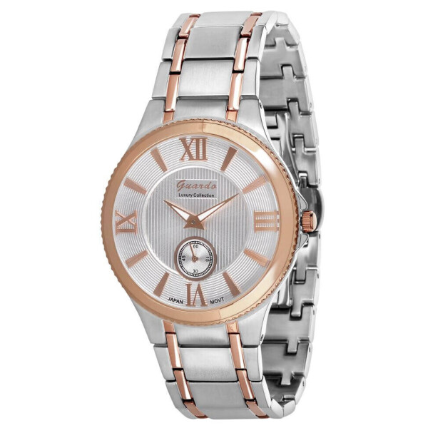 

Часы наручные мужские Guardo Luxury Stainless Steel кварцевые серебро и розовое золото (S1490-7)