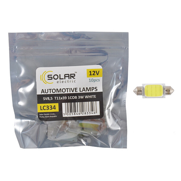 

LED автолампа Solar 12V SV8.5 T11x39 1COB-8SMD 56LM white 10шт