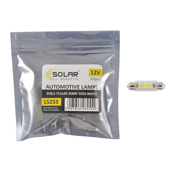 

LED автолампа Solar 12V SV8.5 T11x39 3smd 5050 white 10шт