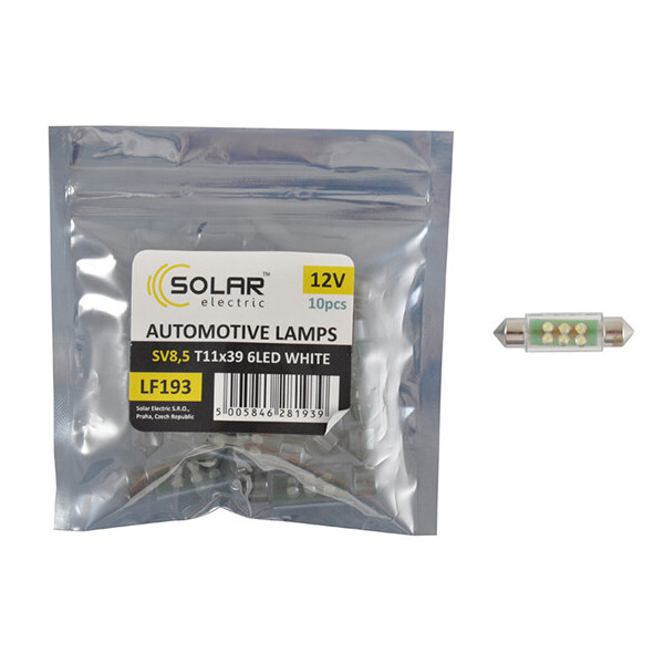 

LED автолампа Solar 12V SV8.5 T11x39 6leds white 10шт