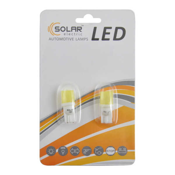 

LED автолампа Solar 12V T10 W2.1x9.5d 1COB white, 2шт
