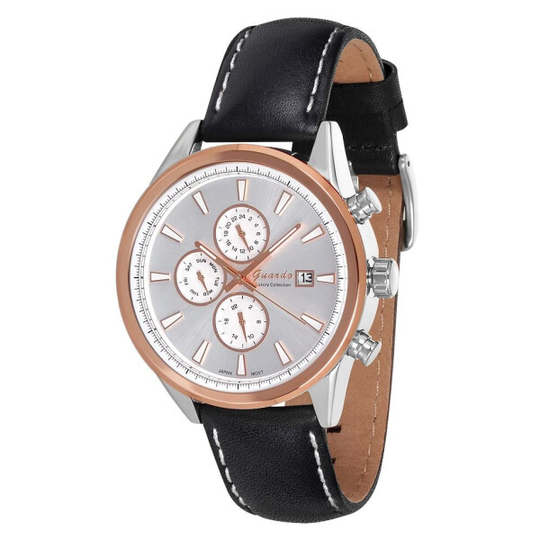

Часы наручные мужские Guardo Luxury Stainless Steel кварцевы серебро и розовое золото (S1391-5)