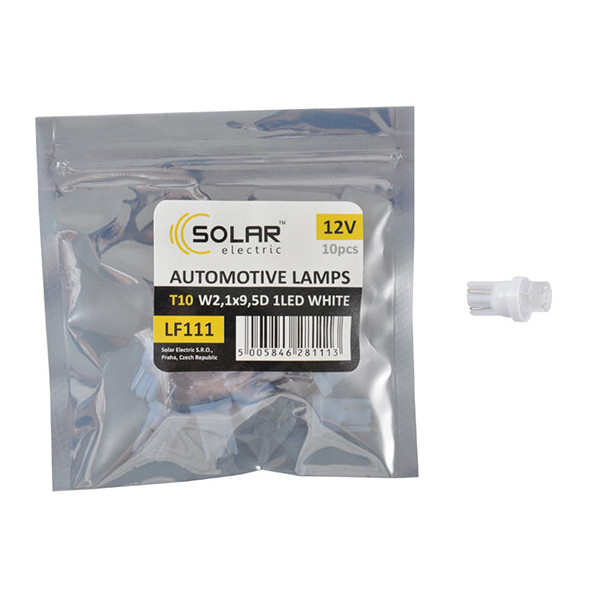 

LED автолампа Solar 12V T10 W2.1x9.5d 1leds white 10шт