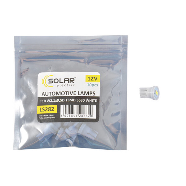 

LED автолампа Solar 12V T10 W2.1x9.5d 1SMD 5630 white 10шт