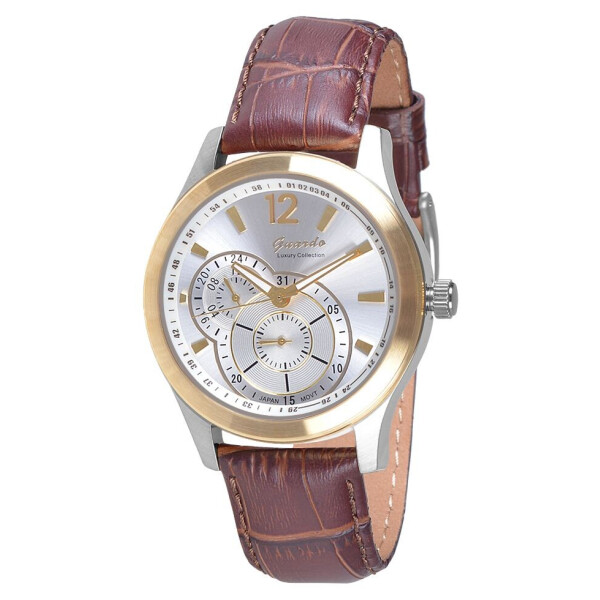 

Часы наручные мужские Guardo Luxury Stainless Steel кварцевые серебряный и золотой (S1076(1)-5)